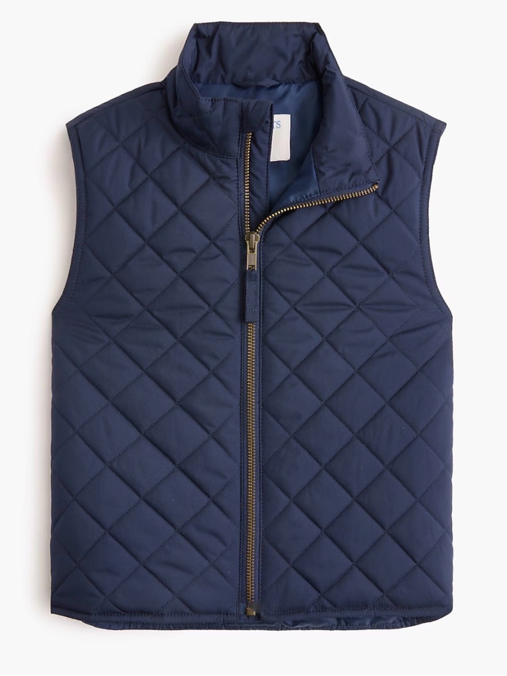 J. Crew Factory Quilted Navy Kids Vest with Gold Zip